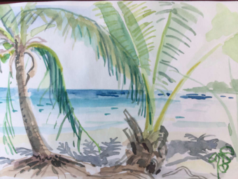 ulrikebahl-illustration-Skizzenbuch-Strand-Palmen